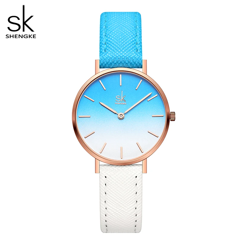 Top Trends: NEW BLUE SHENGKE Simple Design Japan Quartz Movement Clock Waterproof Ladies Wristwatch Leather Band Classic Watches For Women Shoppable Styles