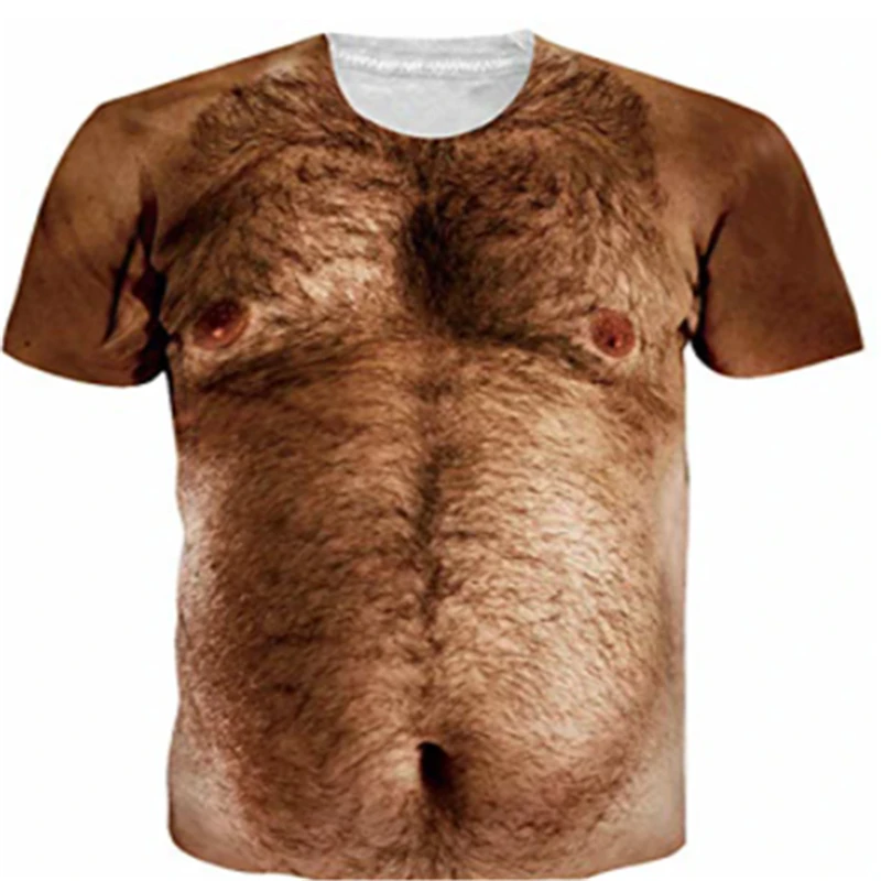 Top Trends: 3D Printed Animal Nude Hairy Men&#039;s Skin Chest Muscle Funny T-shirt Shoppable Styles