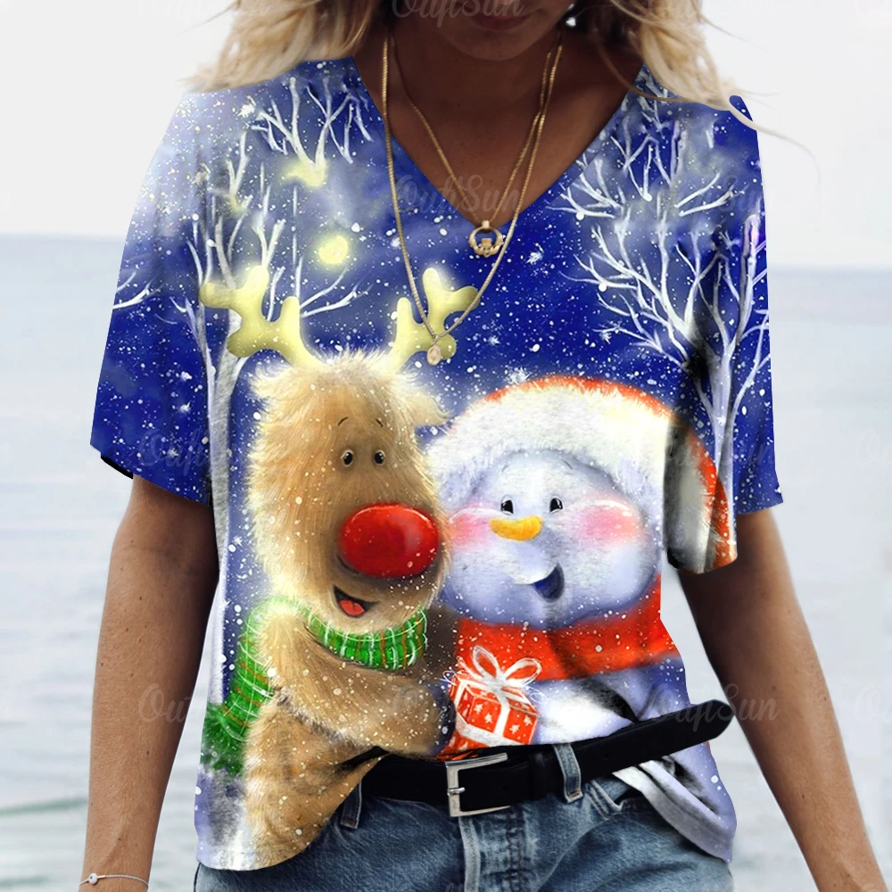 Top Trends: Christmas Santa Claus 3d Print T-Shirts For Women Funny Snowman Summer O-Neck Short Sleeve Tee Shirt Christmas Female Clothing Shoppable Styles