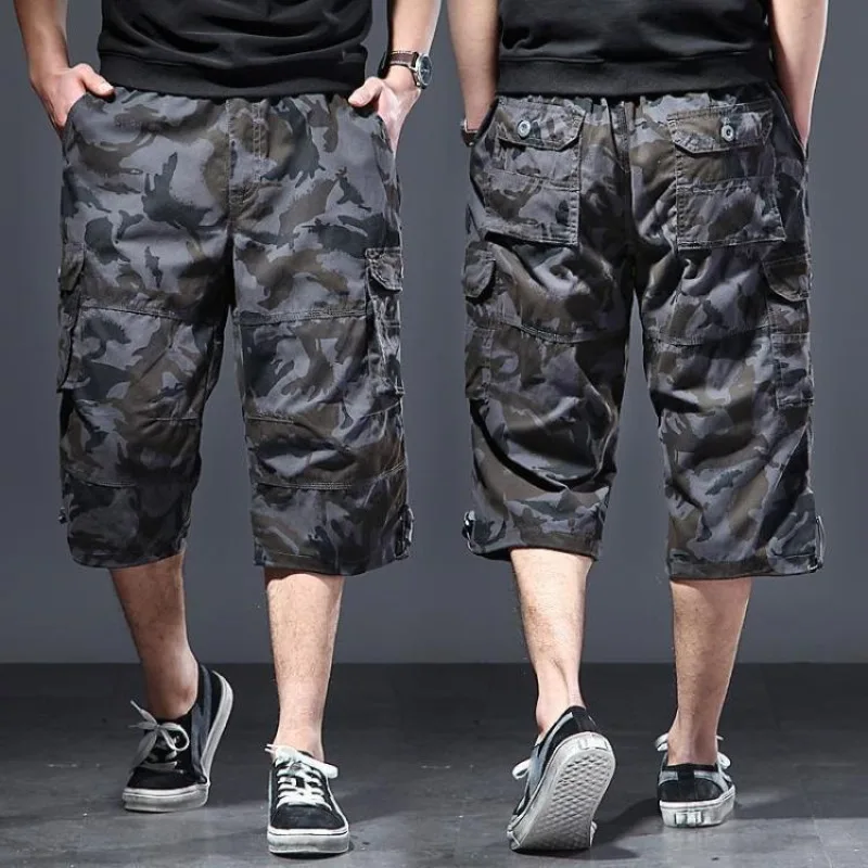 Top Trends: Safari Style Men Summer Camouflage Capris Shorts Outdoor Casual Vintage Male Elastic Waist Big Size Fashion Oversize Short Pants Shoppable Styles