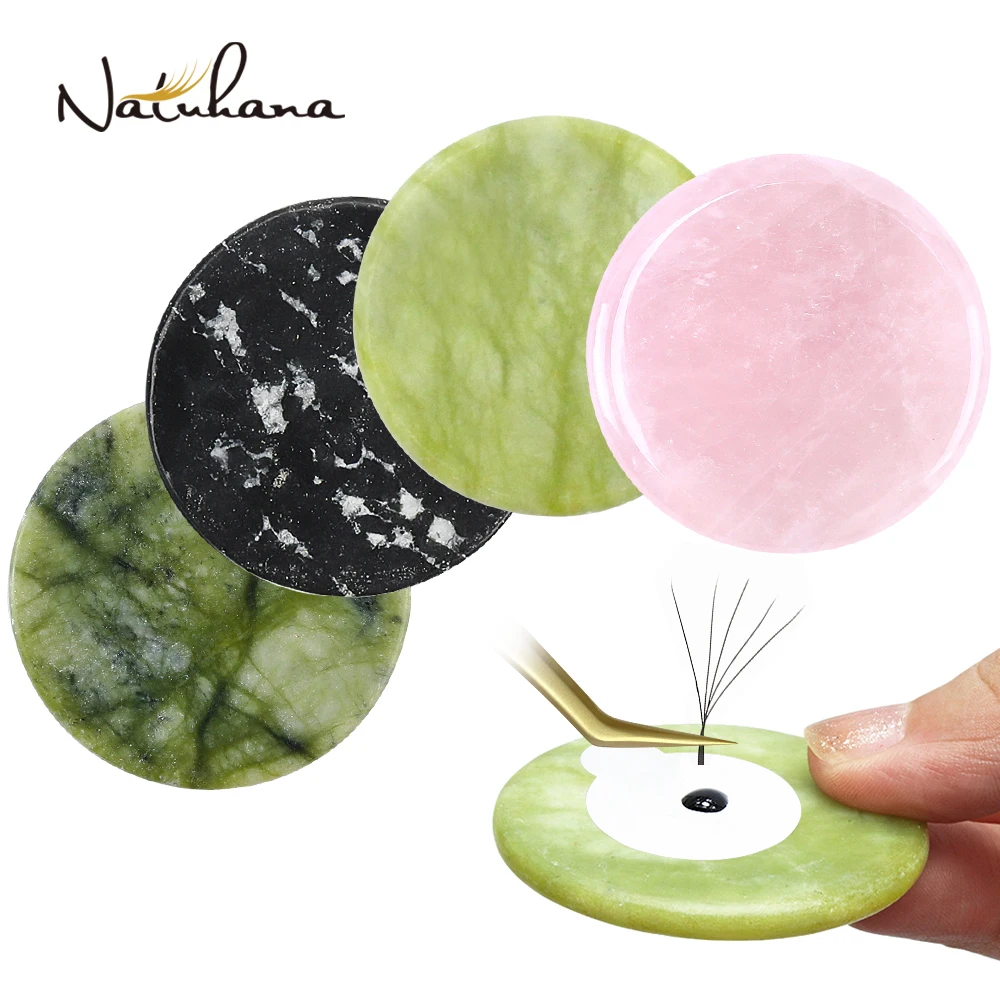 Top Trends: NATUHANA Round Jade Stone False Lash Glue Adhesive Pallet Pad Holder 100pcs Waterproof Shim Paper For Eyelashes Extensions Tool Shoppable Styles