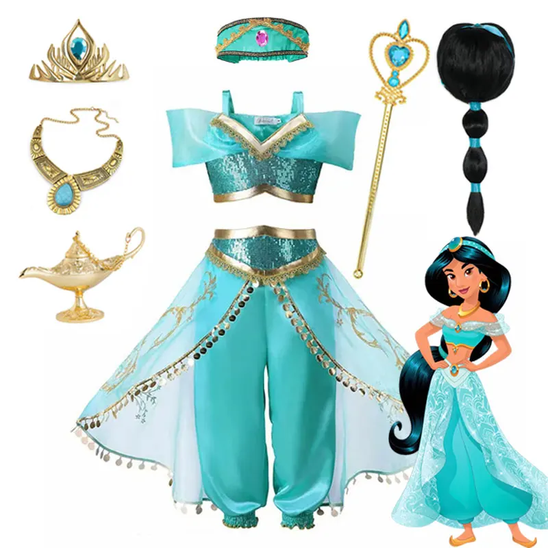 Top Trends: Disney Jasmine Princess Dress Of Birthday Party Carnival Cosplay Aladdin Agic Lamp Girls Costume Vestidos Halloween Clothing Set Shoppable Styles