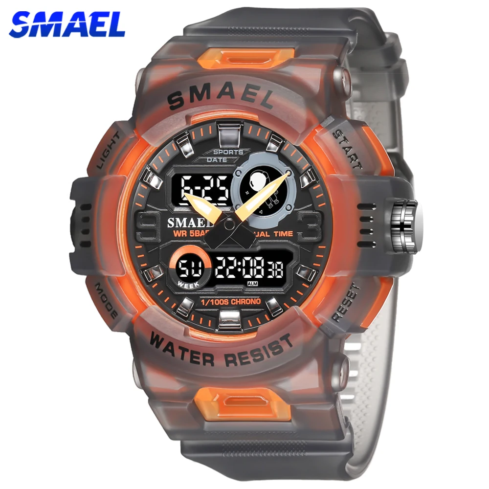 Top Trends: SMAEL Men Sport Watch LED Light Alarm Digital Clock Dual Time Display Week Auto Date Backlight Youth Quartz Wristwatches Male Shoppable Styles