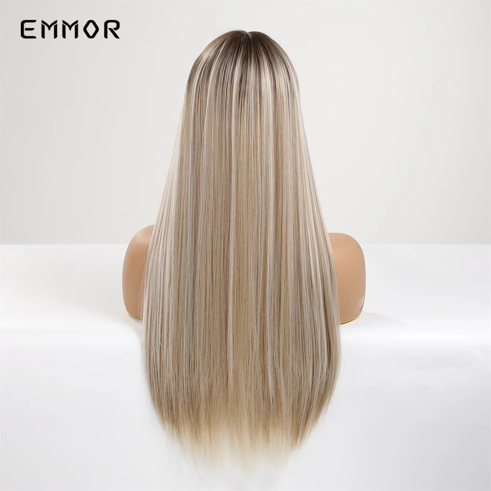 Top Trends: Emmor Synthetic Ombre Brown Blonde Wig Straight Hair Wigs With Bangs High Temperature Halloween Cosplay Daily Use Wig For Women Shoppable Styles - Image 2