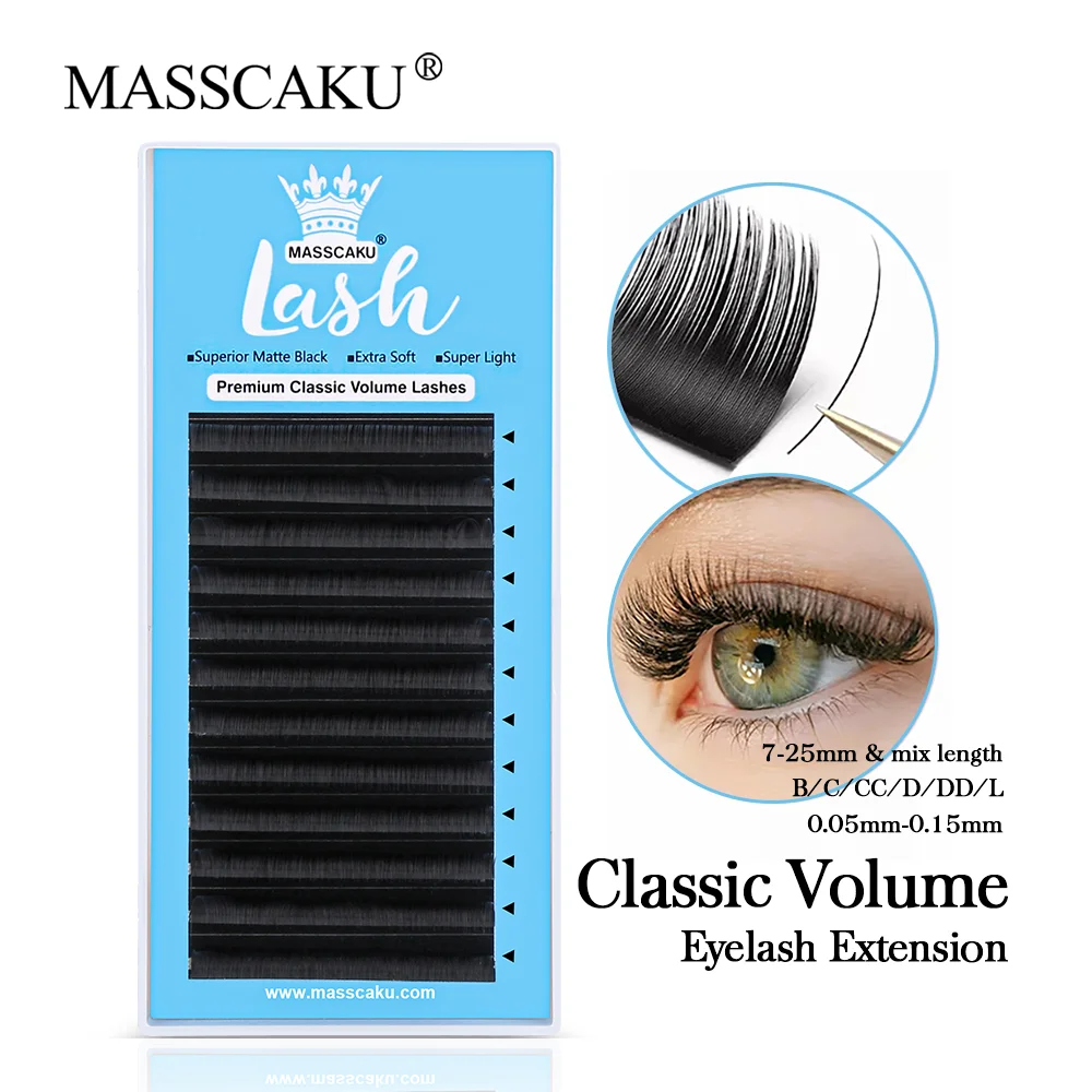 Top Trends: MASSCAKU 12 Lines Mix-Length Matte Black Individual Eyelash Extension Volume Cashmere Natural Long Silk Classic Lash Extension Shoppable Styles