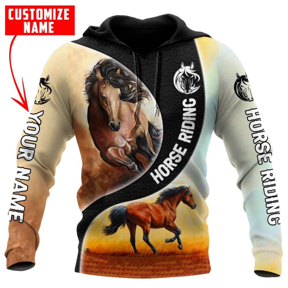 Top Trends: 3D Horse Pattern Hoodies For Men Fashion Personalization Name Funny Sweatshirts Hip Hop Trend Autumn Clothing Oversized Pullover Shoppable Styles