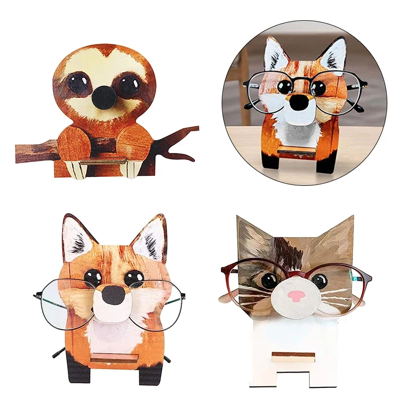 Top Trends: Oaoleer 1Pcs Cartoon Animal Glasses Holder Cute Cat Fox Wood Sunglass Display Rack Eyeglasses Show Stand Ewelry Holder Showcase Shoppable Styles