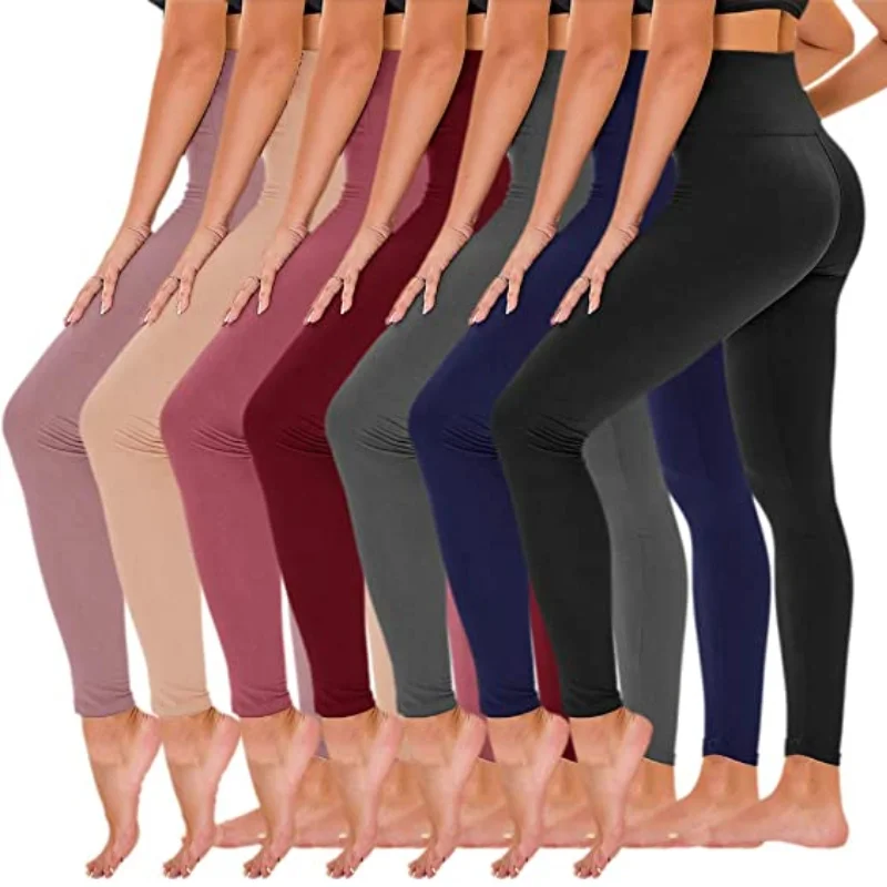 Top Trends: High Waisted Fitness Leggings For Women High Stretch Sport Yoga Pants Milk Silk Solid Color Tight Women Push Up Seam Leggings Shoppable Styles