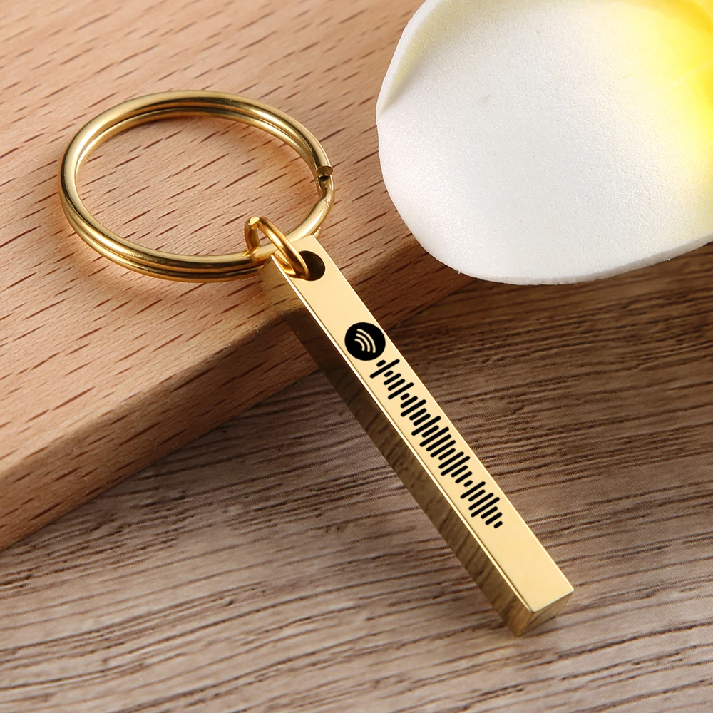 Top Trends: Personalized Music Spotify Code KeyChains Men And Women Stainless Steel Laser Engraved Bar Key Chain Custom Gifts For Boyfriend Shoppable Styles