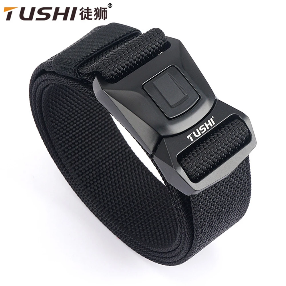 Top Trends: TUSHI Authentic Army Tactical Belt For Men Anti-Rust Alloy Buckle 1200D Strong Real Nylon Outdoor Sports Hiking Belt Shoppable Styles