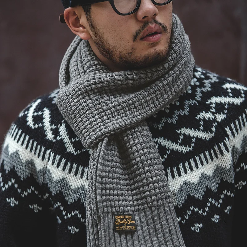 Top Trends: Maden Knitted Winter Scarf Men Striped Cotton Scarf Male Brand Shawl Wrap Knit Cashmere Bufandas Long Scarves Shoppable Styles - Image 5