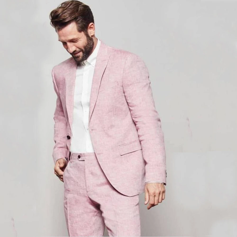 Top Trends: Men&#039;s Linen Suit Jacket+ pants Boyfriend Suit For Wedding Lapel 2 Piece Set Single-breasted Luxury Men&#039;s Suits Weddings Blazer Shoppable Styles