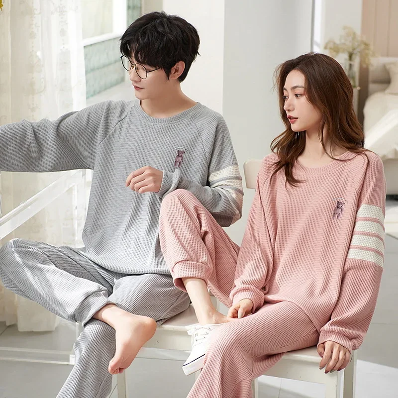 Top Trends: New Couple Pajamas Women&#039;s Spring And Autumn Boys And Women&#039;s Solid Color Cotton Long-sleeved Home Clothes In Autumn And Winter Shoppable Styles