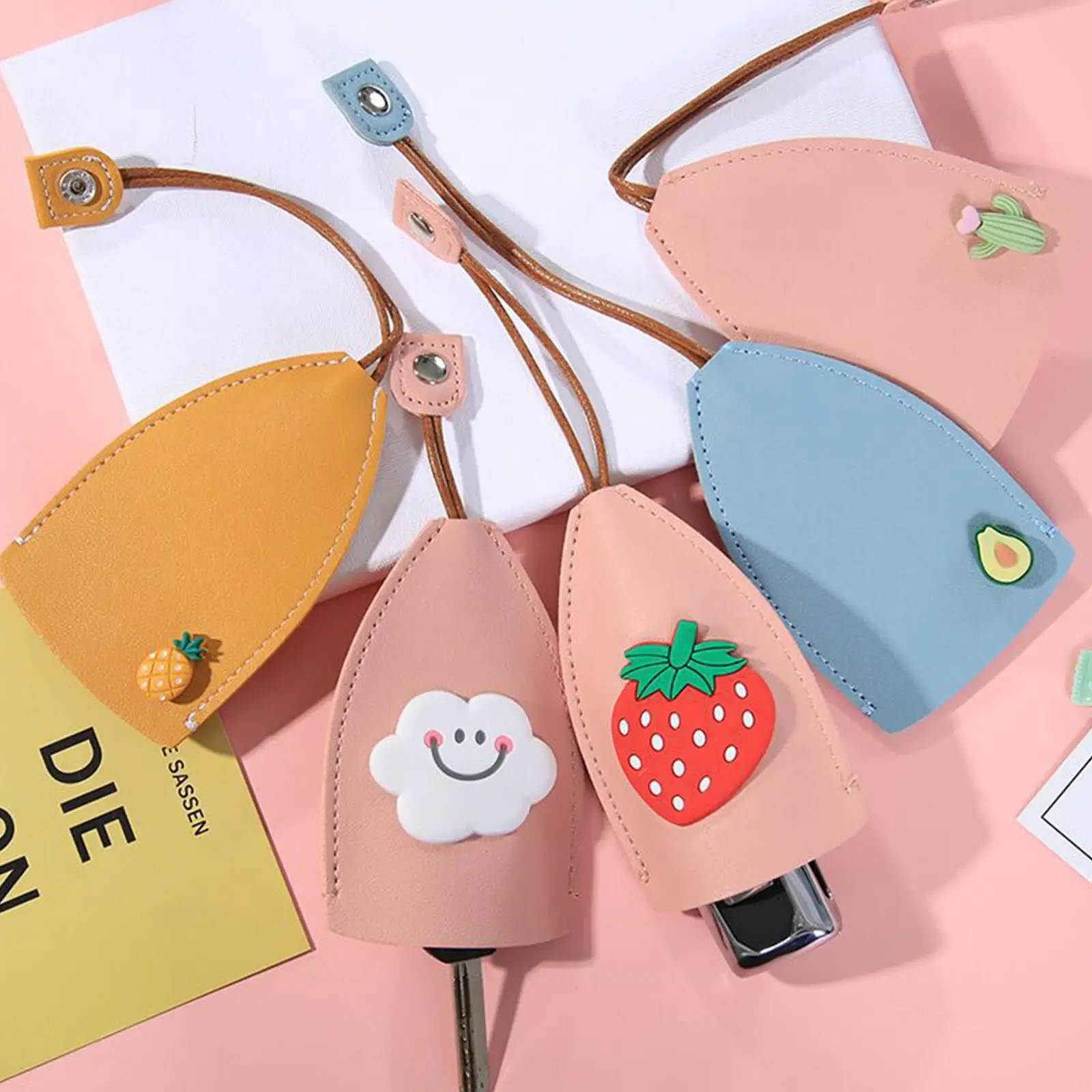 Top Trends: Color Key Protector Car Key Holder Leather Key Bag Household Lock Universal Bag Cute Key Bag Cover Key Organizer Shoppable Styles