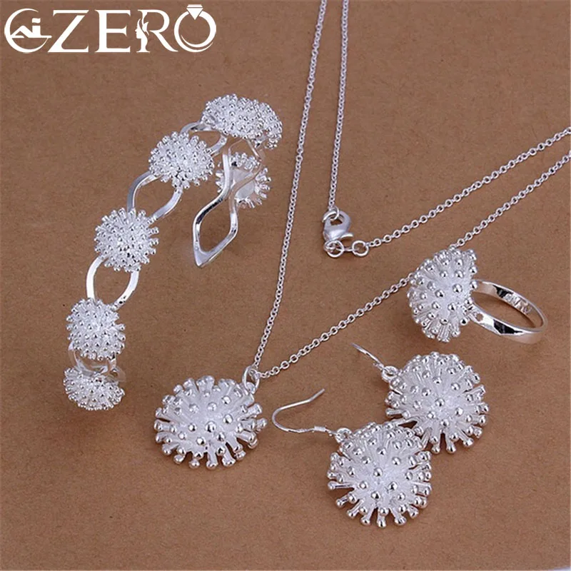 Top Trends: 925 Sterling Silver Necklace Earring Bracelet Rings Jewelry Set For Women Fireworks Pendant Bangle Hot Charm Fashion Party Gift Shoppable Styles