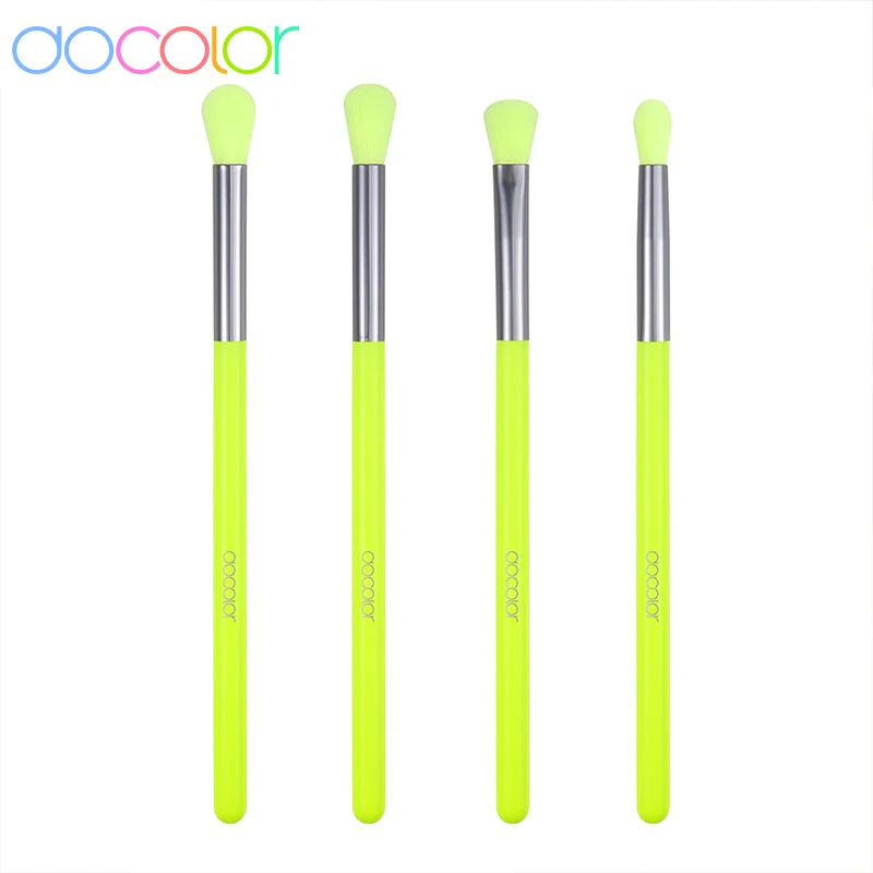 Top Trends: Docolor Makeup Brushes Set 4pcs Eye Shadow Blending Eyeliner Eyelash Eyebrow Make Up Brushes Professional Eyeshadow Neon Brush Shoppable Styles