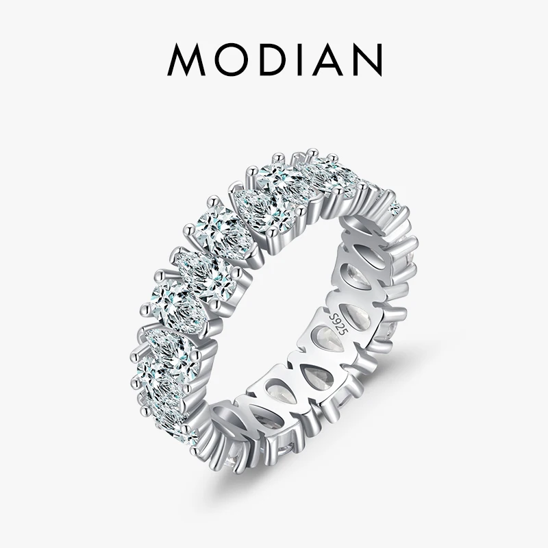 Top Trends: Modian Luxury 925 Sterling Silver Water Drop Clear Zircon Sparkling Prong Setting Ring For Women Wedding Engagement Fine Jewelry Shoppable Styles