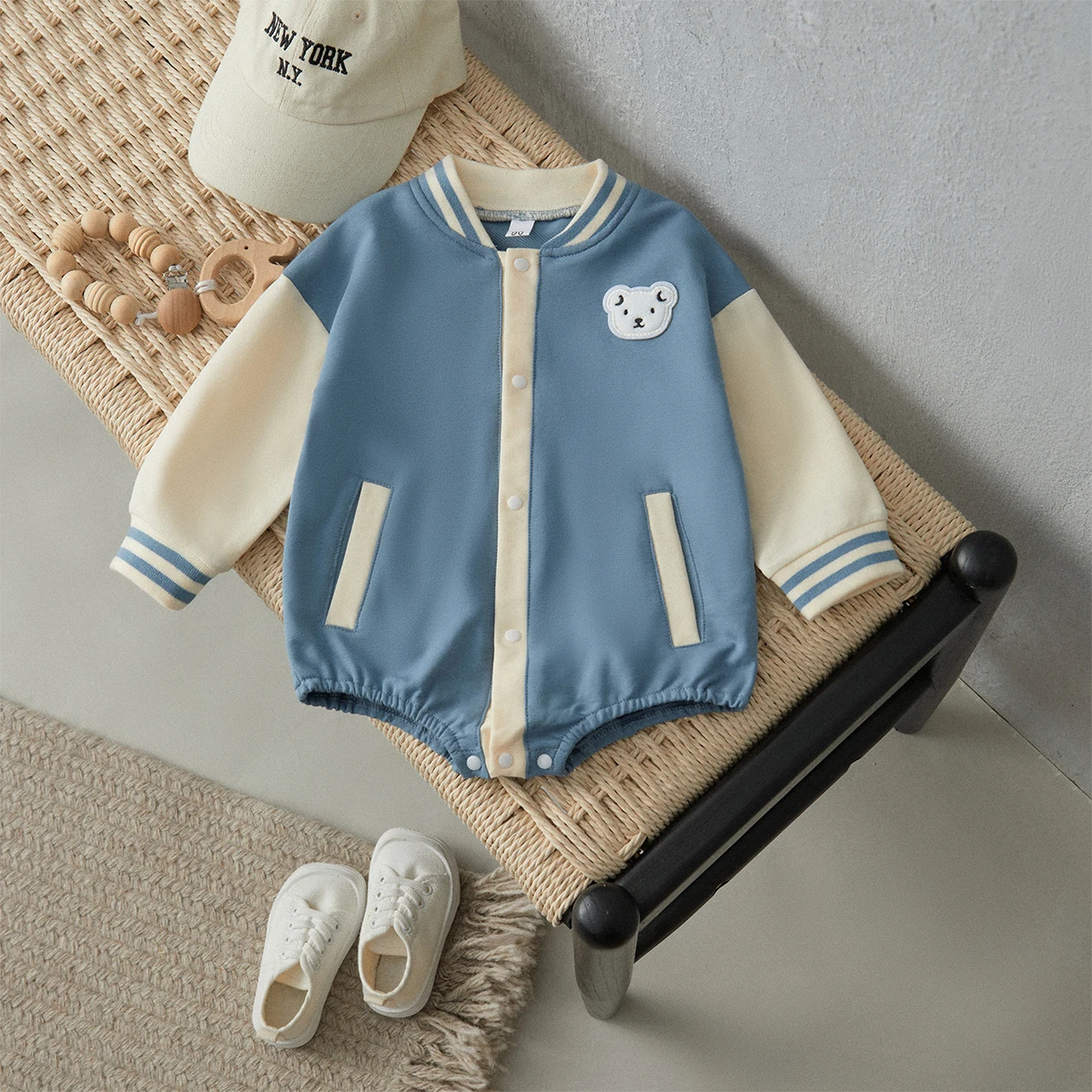 Top Trends: BeQeuewll Baby Girls Boys Romper Long Sleeve Baseball Collar Cute Bear Button Closure Fall Bodysuit Clothes For Girls Boys Shoppable Styles