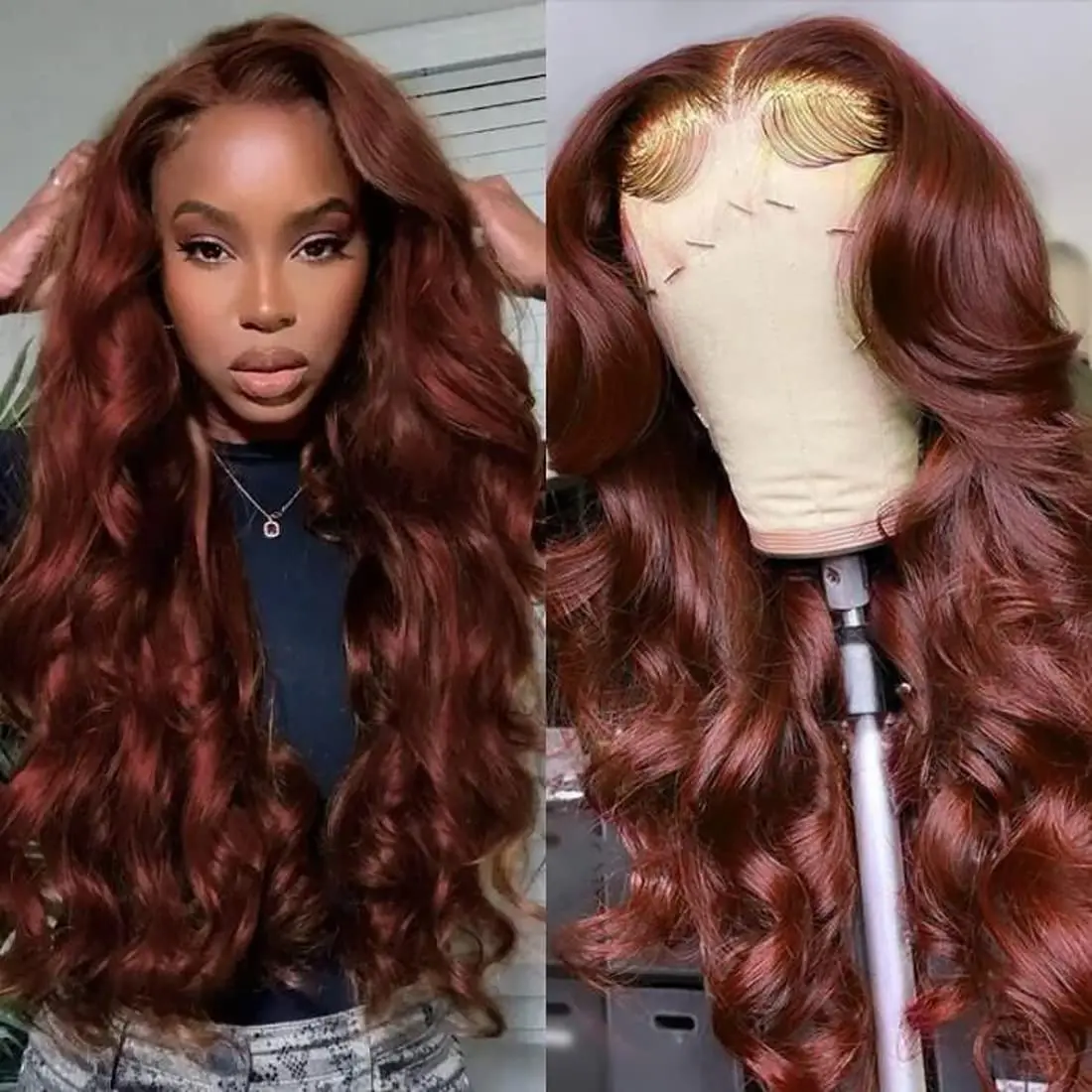 Top Trends: Reddish Brown Lace Front Human Hair Pre Plucked Dark Red Brown Body Wave 30 Inch 13x4 13x6 HD Lace Frontal Wig On Sale Clearance Shoppable Styles