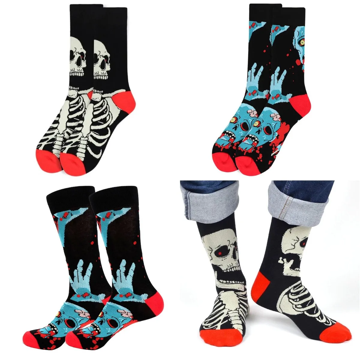 Top Trends: Novelty Halloween Skull Gothic Skeleton Bones Crew Socks Unisex Cotton Fashion Creative Men Women Stockings Street Socks Gifts Shoppable Styles