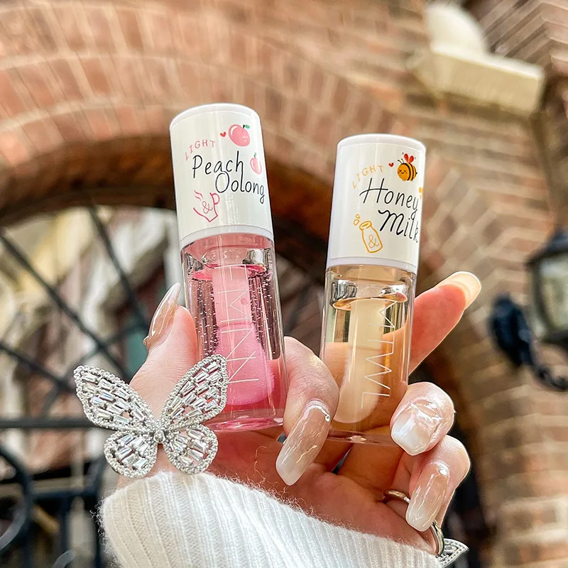 Top Trends: Korean Kawaii Lip Gloss Honey Peach Lip Oil Long Lasting Non-sticky Moisturizes Vitamin E Lip Tint Lip Plumper Lip Care Serum Shoppable Styles