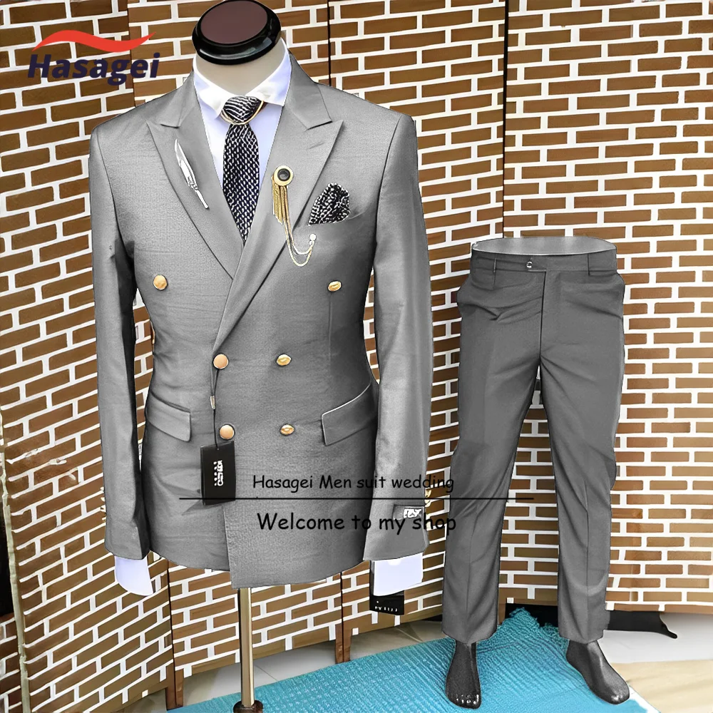 Top Trends: Formal Suit For Men Wedding Tuxedo Double-breasted Jacket And Pants 2-piece Set Business Blazer Gold Buttons Suit Groom Shoppable Styles