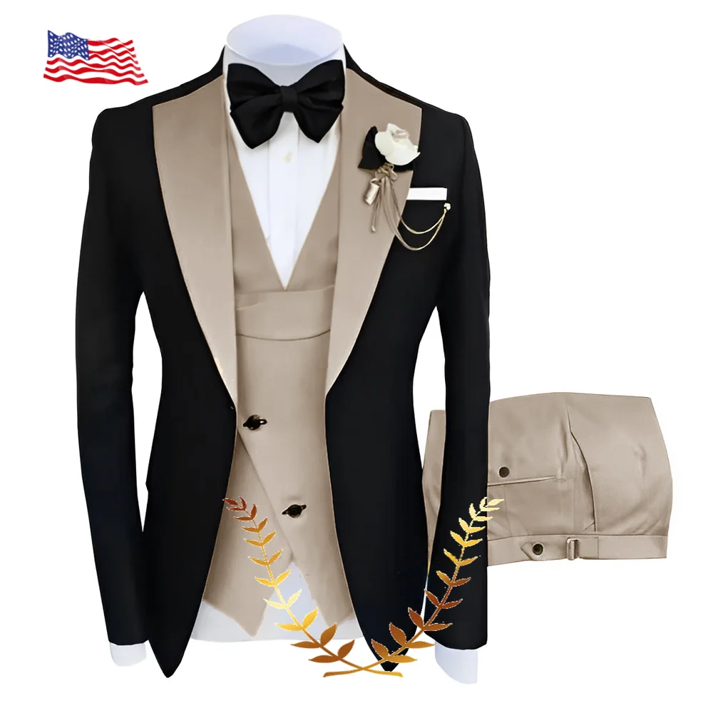 Top Trends: Elegant Men's Suit Jacket Pants Vest Three Piece Wedding Tuxedo Groom Party Dress Slim Fit Design Men's Blazer Shoppable Styles