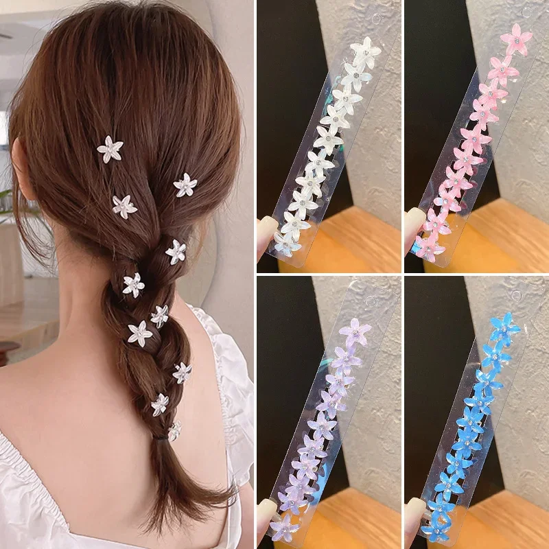 Top Trends: 10PCS / Lot Hair Claws Girls Small Pearl Crystal Flowers Metal Hair Clips Women Wedding Bridal Mini Headwear Hair Accessories Shoppable Styles