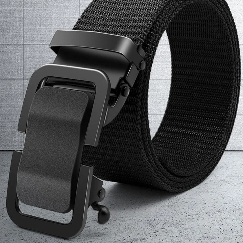 Top Trends: High Quality Men Woven Belt Lengthened 140 CM Metal Automatic Buckle Toothless Buckle Casual Canvas Belt Youth Trend Belt P3892 Shoppable Styles