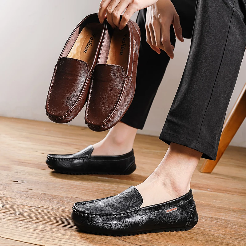 Top Trends: Shoes For Men Genuine Leather Shoes Men Flats Black Soft Comfortable Designer Loafers Men Casual Shoes Leather Original Shoppable Styles