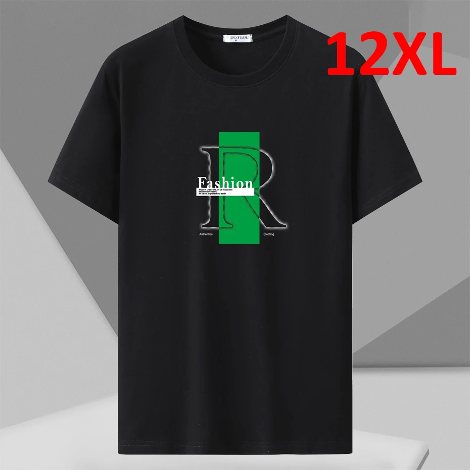 Top Trends: Summer Short Sleeve T-shirt Men Cotton T Shirt Plus Size 10XL 12XL Summer Tops Tees 2023 Fashion Print Tshirt 10XL 12XL Big Size Shoppable Styles