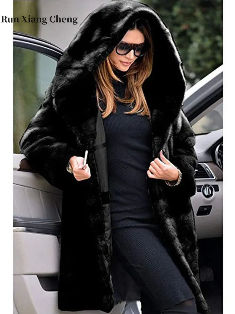 Top Trends: 2023 New Winter Warm Hooded Coat Faux Fur Jacket For Women Solid Color Loose Plush High Street Leisure Style Coat Shoppable Styles