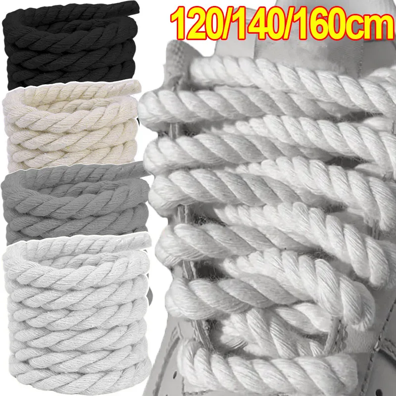 Top Trends: 1Pair Bold Cotton Linen Twist Weave Shoelaces Wood Rope Laces Men Women 120 / 140 / 160CM Trend Personality Sport Casual Shoes Laces Shoppable Styles