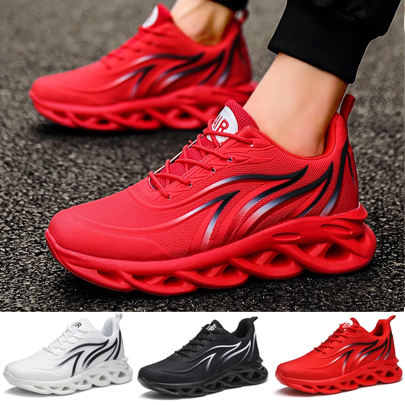 Top Trends: Men's Flame Print Sneakers Mesh Breathable Sneakers Comfortable Running Shoes Outdoor Men Sneakers Athletic Shoes Zapatos Hombre Shoppable Styles