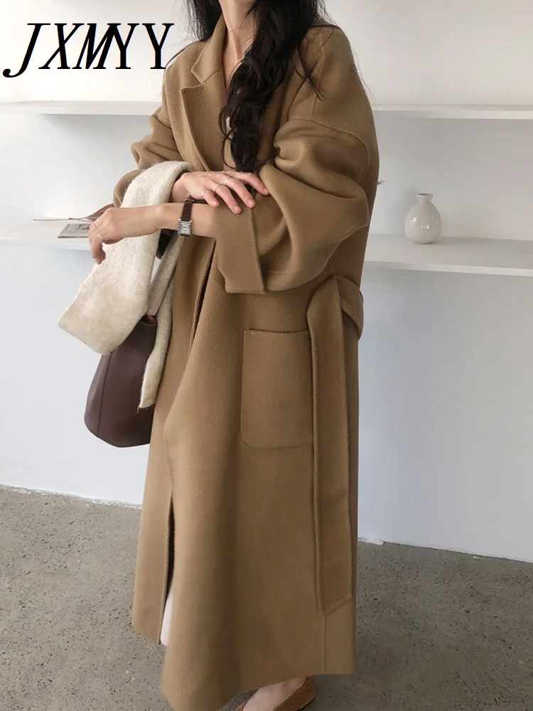 Top Trends: JXMYY Korean Chic Fashion Elegant Temperament Autumn And Winter New Mid-Length Waist Drawstring Loose Wool Coat Women Shoppable Styles