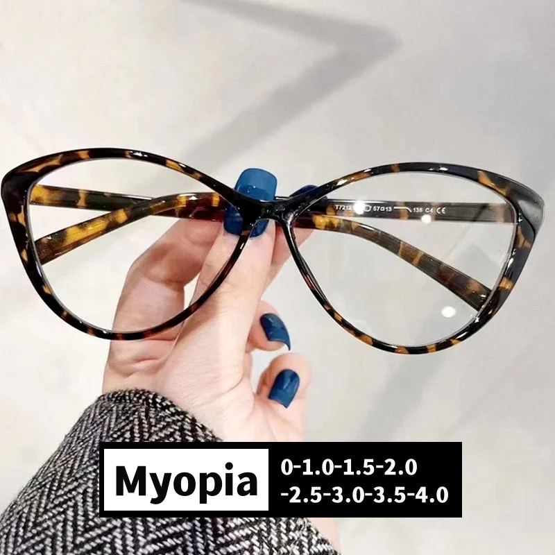 Top Trends: New Trend Myopia Galsses For Women Unisex Luxury Cat Eye Design Near Sight Eyeglasses Ladies Transparent Anti-blue Light Glasses Shoppable Styles