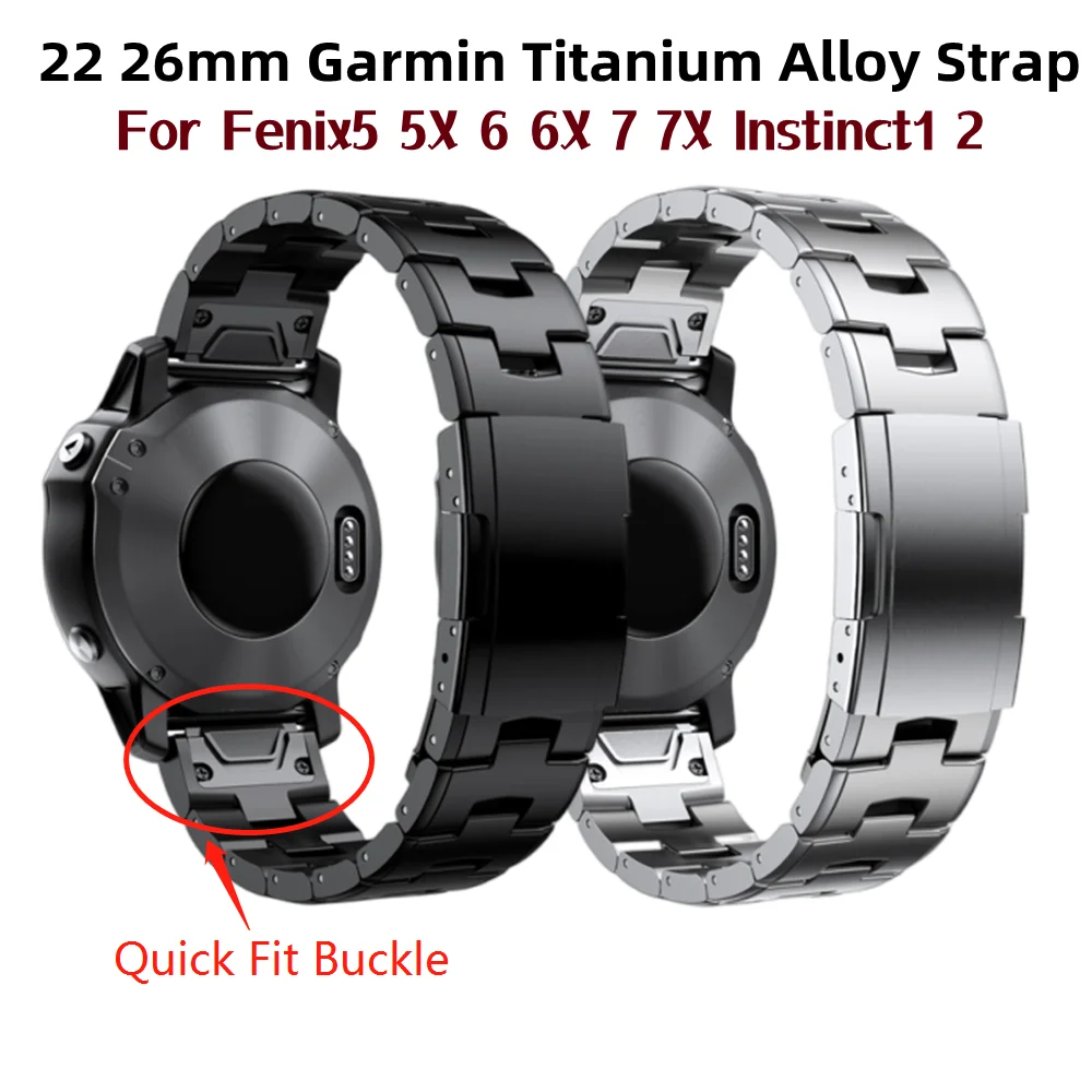 Top Trends: 22mm 26mm Quick Fit Titanium Metal Watch Band Bracelet For Garmin Fenix 7X 7 / 6 Pro / 5 Plus / Instinct / Epix Strap Wristband Shoppable Styles