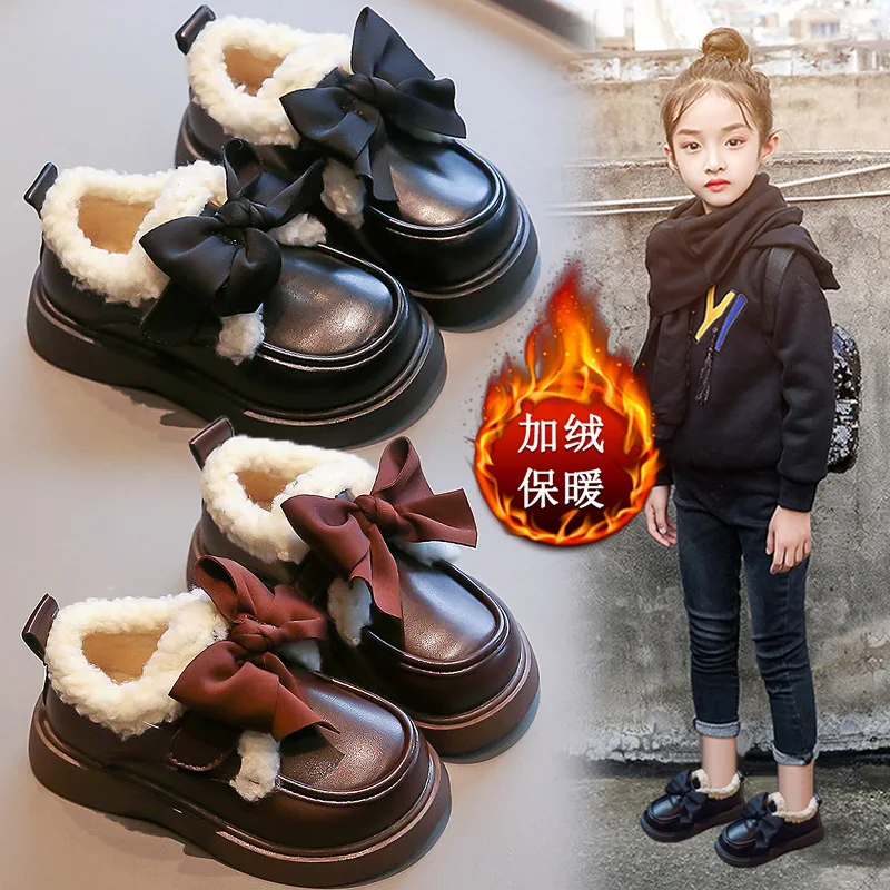 Top Trends: Girls Warm Shoes Ankle Boots For Winter Children's Leather Shoes Cotton-padded Shoes Kids Booties Brown Black Beige White Shoppable Styles