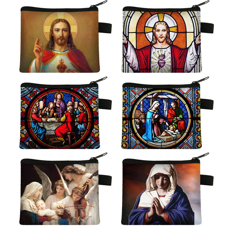 Top Trends: Vintage Religion Jesus Virgin Mary Painting Coin Purse Women Men Mini Wallet Keychain Zipper Pouch Coin Money Bag Small Clutch Shoppable Styles