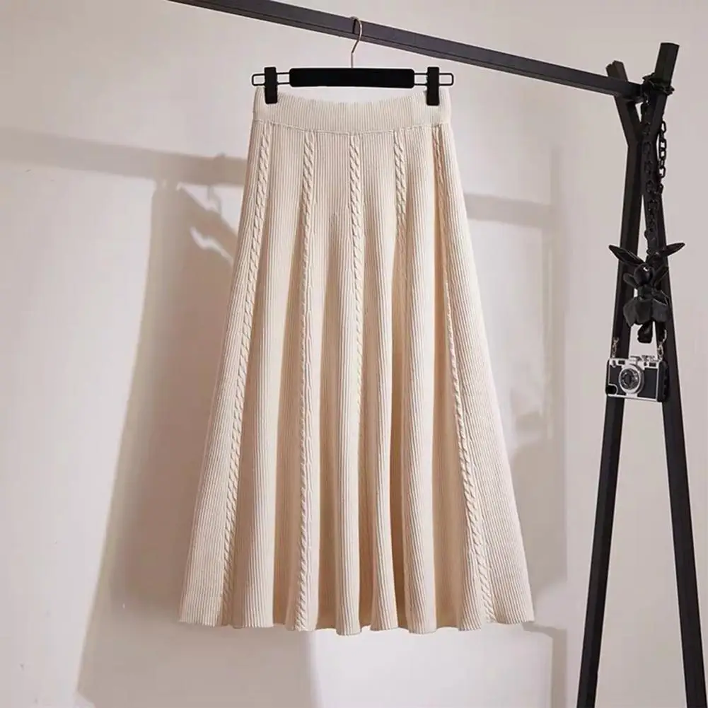 Top Trends: Women Loose Skirt Cozy Chic Women's High Waist Knit Midi Skirts For Fall Winter Commutes Soft Thick Elastic Big Swing Skirt Shoppable Styles