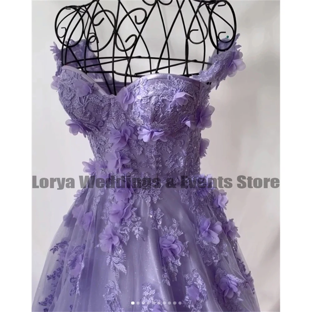 Top Trends: Purple Tulle Women's Sweetheart Princess Prom Dresses 3D Decal Evening Gowns A-Line Wedding Party Formal Beach Fashion Celebrity Shoppable Styles