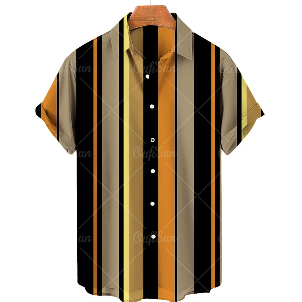 Top Trends: Men'S Hawaiian Shirts Stripe 3D Printing Shirt Casual Blouse Short Sleeve Oversized Male Clothing Tops Tees Outdoor Streetwears Shoppable Styles - Image 4