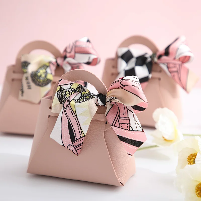 Top Trends: 1PCS Leather Gift Bags Bow Ribbon Packaging Bag Wedding Favour Distributions Bags Eid Mubarak Candy Packaging Box Mini Handbag Shoppable Styles