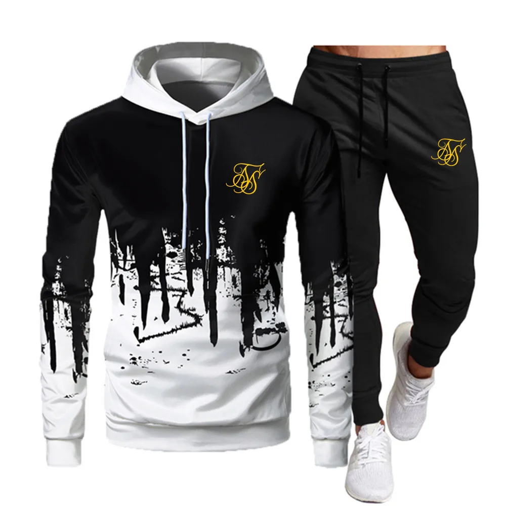 Top Trends: Men's Fashion Sik Silk Hoodie Sportswear Men's Clothes Jogging Casual Sportswear Men's Running Sports Suit + Pants 2-piece Set Shoppable Styles