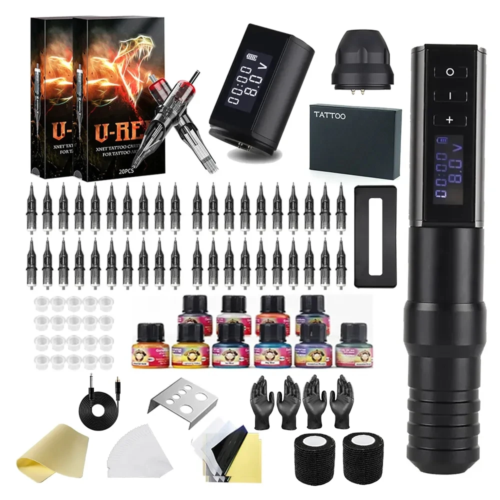 Top Trends: HUNTER Wireless Tattoo Machine Kit Complete With Ink Professional Full Set Supplies With Mixed Cartridges For Tattoo Artist Shoppable Styles