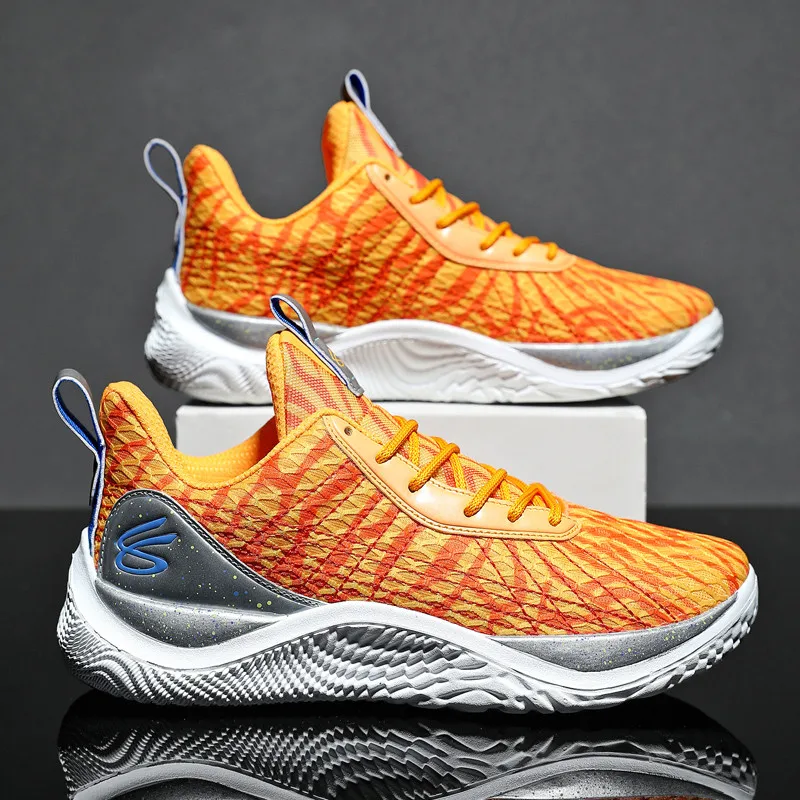 Top Trends: Fashion Printing Orange Men&#039;s Sneakers Basketball Mesh Breathable Couple Basketball Shoes Non-slip Sport Shoes Male Basket Homme Shoppable Styles