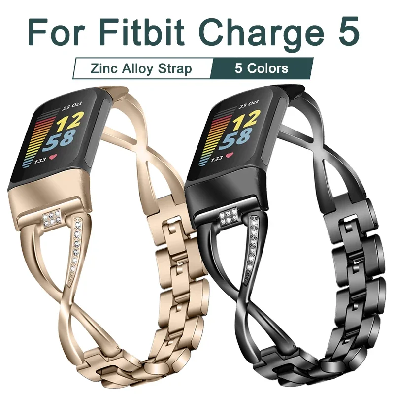 Top Trends: Fashionable Watch Band For Fitbit Charge 5 Smart Watch For Charge 5 Wrist Bracelet Band Zinc Alloy Diamond Strap Correa Metal Shoppable Styles