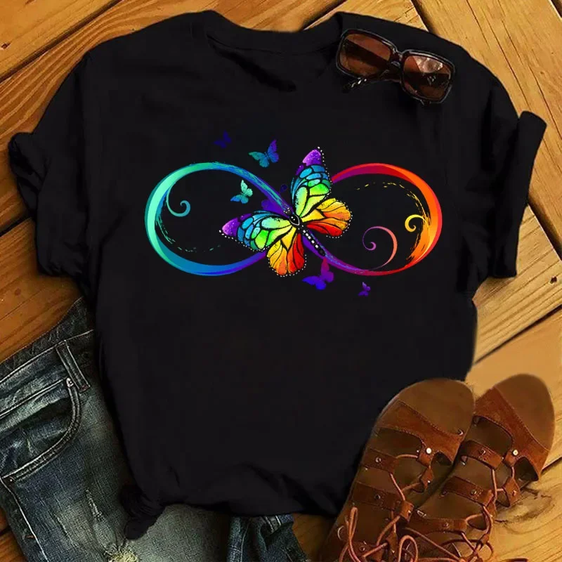 Top Trends: Colorful Butterfly Rose Print Women T Shirt Short Sleeve O Neck Loose Women Tshirt Ladies Tee Shirt Tops Camisetas Mujer Shoppable Styles