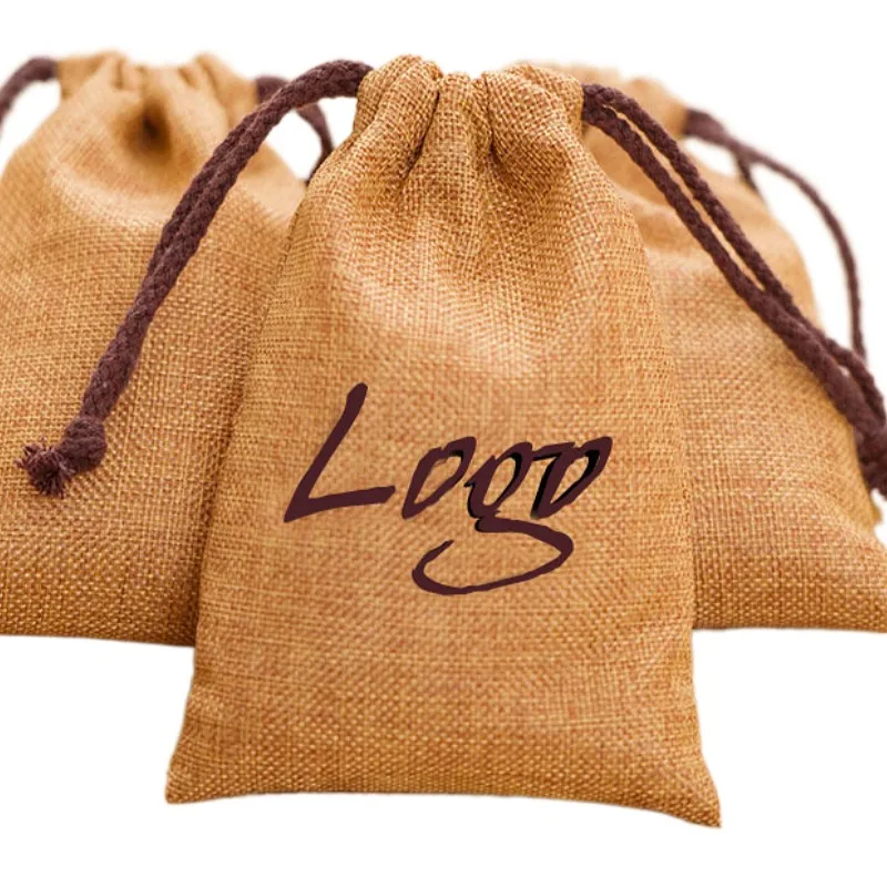 Top Trends: Jewelry Flax Gift Bags 8x11cm 9x12cm 10x15cm 13x17cm Pack Of 50 Custom Logo Linen Sack Cosmetic Jute Drawstring Pouch Shoppable Styles