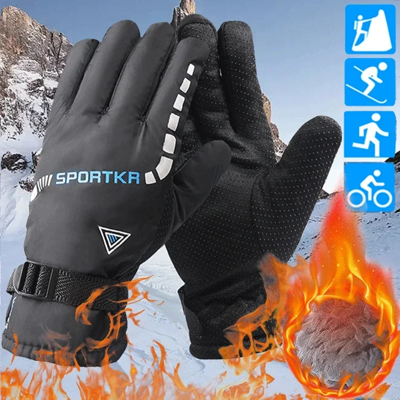 Top Trends: Cold Winter Men Warm Gloves Running Cycling Skiing Hiking Waterproof Non-Slip Warm Plush Gloves Windproof Outdoor Sports Shoppable Styles